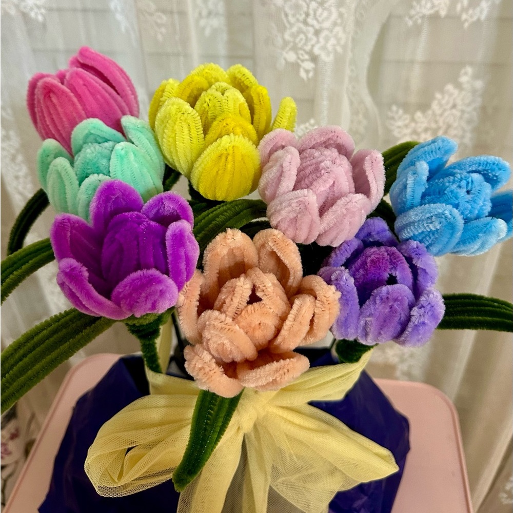 Colorful Pastel Handmade Flower Bouquet - Decor - Whimsical - Preppy Cottagecore